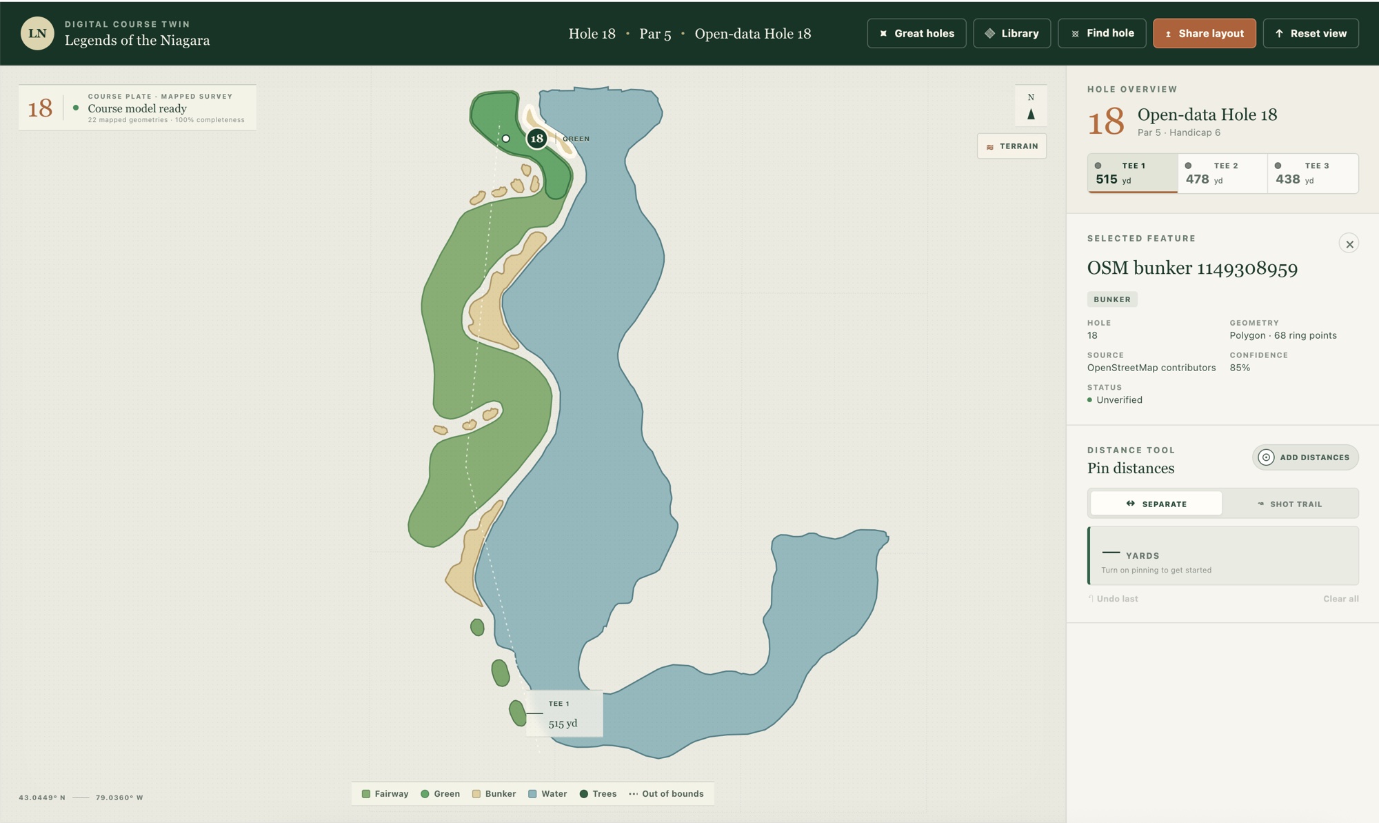 Course renderer — Hole 18, Legends of the Niagara